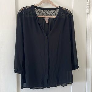 Lace black top size 18